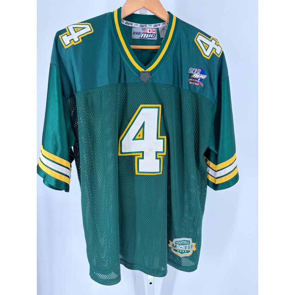 Vintage 212 NYC Football Jersey Green Yellow Number 4 Mesh 2003 Streetwear 2XL